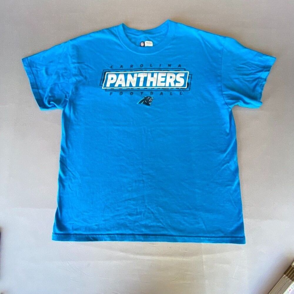 NFL Team Apparel Carolina Panthers T-Shirt Men's Large Blue Turquoise Football